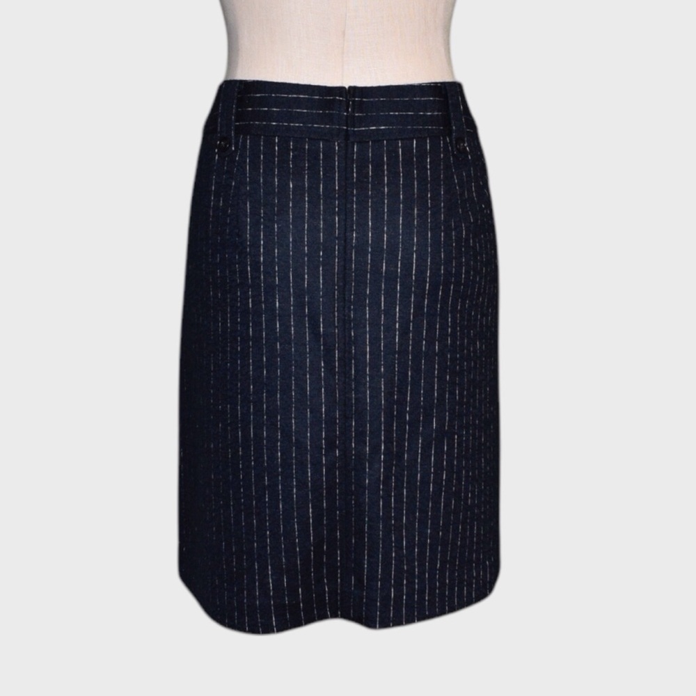 LOFT Navy Pinstripe A-Line Skirt - Picture 3 of 5